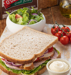 O'Donohue's Wholewheat Sliced pan turkey and ham sandwich